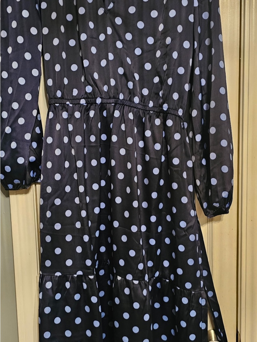 Anne Klein Black Dress with Light Blue Polka Dots